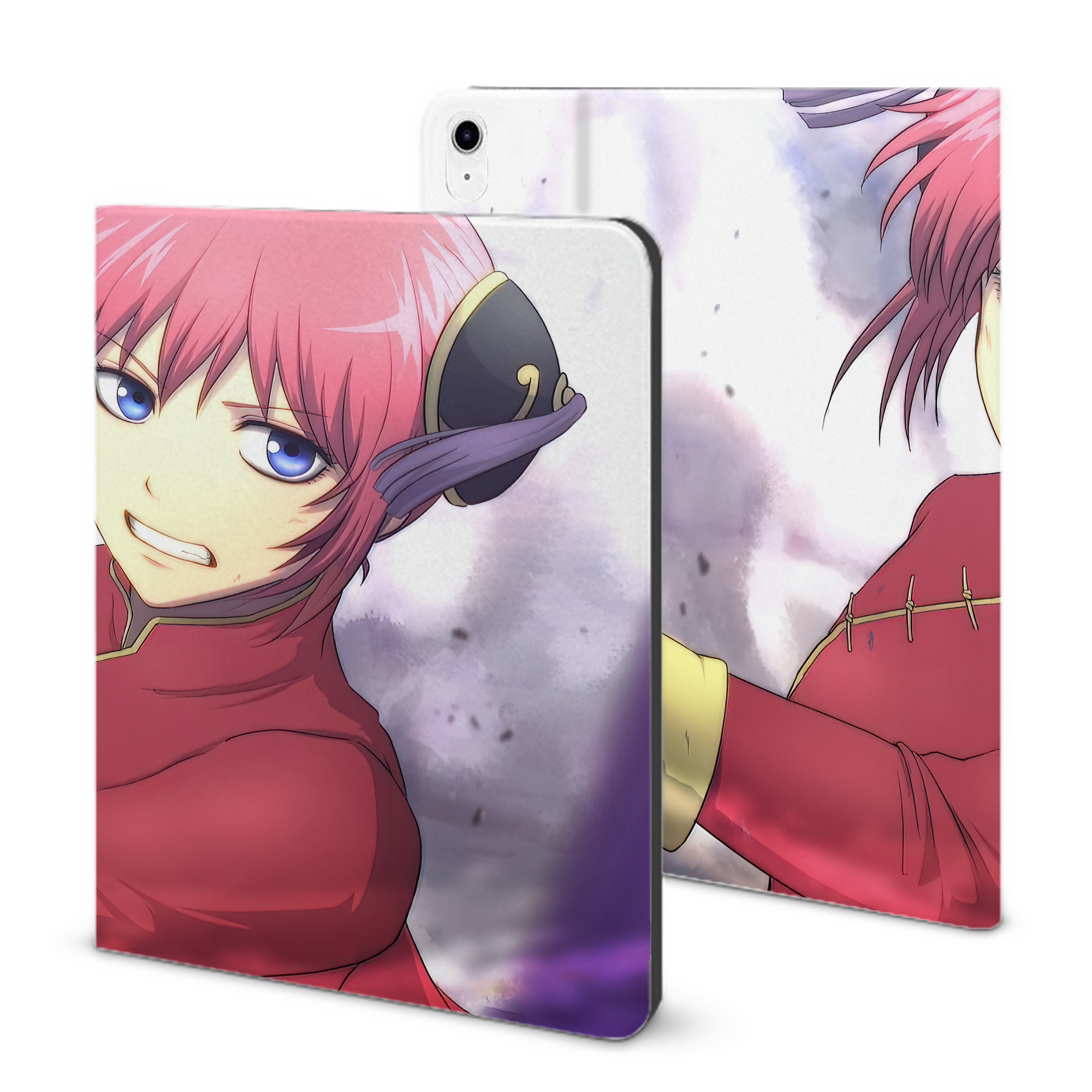 （画像用） ぎんたま 坂田銀時（さかたぎんとき） 神楽 志村新八（しむら しんぱち） GINTAMA Sakata Gintoki Kagura Shimura Shinpachi IPad ケース ブック型 PUレザー TPU 耐衝撃 軽量 薄型 ペン収納なし 全面保護 IPad 各モデル対応